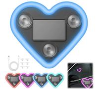 Solar Powered Wireless LED Heart Shape C-Pillar Light,Car Heart-Shaped LED Ambient Lights,Waterproof Car Triangle Window Hearts Accessory with Lamp Sensor,for Auto Interior Decoration (Blue)