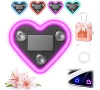 Solar Powered Wireless LED Heart Shape C-Pillar Neon Light, Car Solar Heart LED Light, Romantic Love-Shaped LEDs Ambient Neon Lights, Ip65 Waterproof, for Car Interior Decor (C)
