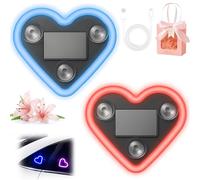 Solar Powered Wireless LED Heart Shape C-Pillar Neon Light, Car Solar Heart LED Light, Romantic Love-Shaped LEDs Ambient Neon Lights, Ip65 Waterproof, for Car Interior Decor (A+D)