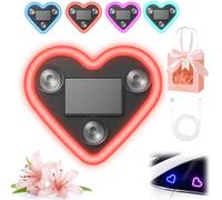 Solar Powered Wireless LED Heart Shape C-Pillar Neon Light, Car Solar Heart LED Light, Romantic Love-Shaped LEDs Ambient Neon Lights, Ip65 Waterproof, for Car Interior Decor (A)
