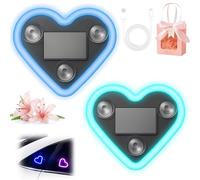 Solar Powered Wireless LED Heart Shape C-Pillar Neon Light, Car Solar Heart LED Light, Romantic Love-Shaped LEDs Ambient Neon Lights, Ip65 Waterproof, for Car Interior Decor (B+D)