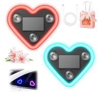 Solar Powered Wireless LED Heart Shape C-Pillar Neon Light, Car Solar Heart LED Light, Romantic Love-Shaped LEDs Ambient Neon Lights, Ip65 Waterproof, for Car Interior Decor (A+B)