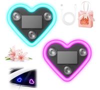 Solar Powered Wireless LED Heart Shape C-Pillar Neon Light, Car Solar Heart LED Light, Romantic Love-Shaped LEDs Ambient Neon Lights, Ip65 Waterproof, for Car Interior Decor (B+C)