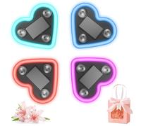 Solar Powered Wireless LED Heart Shape C-Pillar Neon Light, Car Solar Heart LED Light, Romantic Love-Shaped LEDs Ambient Neon Lights, Ip65 Waterproof, for Car Interior Decor (Mix)