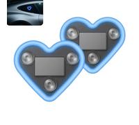Solar Powered Wireless LED Heart Shape C-Pillar Neon Light, Heart-Shaped Car Light Decor, Strong Suction Mount, for Cars, Windows, Can Be Adsorbed on Glass (Two Blue)