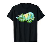Solar Punk Futuristic City Woman Silhouette Vertical Gardens T-Shirt