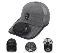 Solar Rechargeable Peak Cap, USB & Solar Powered Baseball Cap with Fans 3-Speed Quiet Fan for Golf, Hiking, Fishing (Dark Gray,Taille Unique)