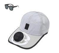 Solar Rechargeable Peak Cap, USB & Solar Powered Breathable Baseball Cap,3-Speed Quiet Fan for Outdoor Activities (Gray)