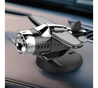 Solar Rotating Propeller Plane Car Dashboard Ornament ABS(black)