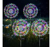 Solar Starburst Lights, 105 LED Powered 35 Copper Wires String Landscape Light-DIY Flowers Fireworks Decoration for Outdoor Garden Home Walkway Patio Lawn Backyard (Rainbow Colorful, 4Pack)