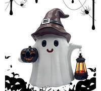 Solar State, Garden Lantern Sculpture, Decorative Ghost Pumpkin, 7.48×5.12×9.84in, Waterproof LED Light, Cute Holiday Design, Lawn, Porch, Backyard, Grave, Cemetery