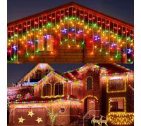 Solar String Lights,32pcs x 0.8M 256 LED Christmas Curtains,7M Waterproof String Lights,8 Modes of Christmas LED String Lights for Home Wall Decoration.[X45]