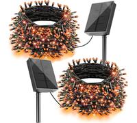 Solar String Lights Outdoor,2 x 20 m,200 LED Orange 8 Modes Solar Lights Halloween Lights for Garden,Tree,Autumn,Thanksgiving,Halloween