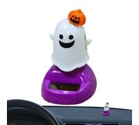 Solar Swinging Ghost - Décoration de tableau de bord de voiture - Figurine citrouille - Ornement d'intérieur d'automobile - Jolie décoration de poupée à bascule pour véhicule, voiture, table, bureau