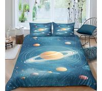 Solar System Art Linge de Lit 3 Pièces 3D Imprimée Microfibre Hypoallergique Space Illustration Housse de Couette avec 2 x Taies d'oreiller Respirante for Décoration de Chambre Super King（260x220cm）