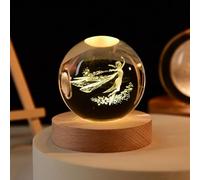 Solar System Crystal Ball 3D Laser Engraved - Astronaut, Milky Way & Planet Decor, LED Night Light for Space Lovers & Unique Gifts,8cm (Fairy)