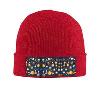 Solar System Planets Bonnet d'hiver chaud unisexe doux, respirant et confortable en tricot extensible, Rouge, Taille unique