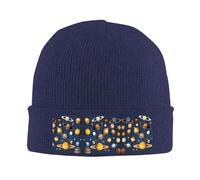 Solar System Planets Bonnet d'hiver chaud unisexe doux, respirant et confortable en tricot extensible, bleu marine, Taille unique