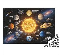 Solar System Puzzle pour Adultes 1000 Pièces Recyclable Space Exploration Puzzles Intéressant Accessoires de Jeu Familial Amusant Present for Cadeau de Vœux de Vacances 38x26cm/1000 Pièces