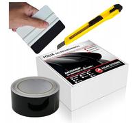 Solar Systems Film Auto-Adhesif pour Voiture - Ruban Adhésif de Déchromage + Raclette et Couteau - Auto Tuning - Film Auto Noir Brillant 5cm x 9 m