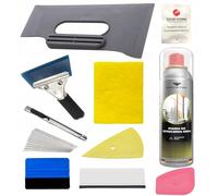 SOLAR SYSTEMS - Kit d'outils pour Le filmage - Kit de raclettes - 6 raclettes et Couteaux différents avec Lames de Rechange, Mousse de Nettoyage - pour Film adhésif, Film Automobile, Film pour vitres