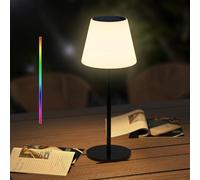 Solar Table Lamp Outdoor with Light Sensor Dimmable Warm White RGB Wireless Table Lamp Portable Rechargeable for Indoor Outdoor Patio