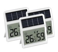Solar Thermometre Hygrometre Interieur, Mini Thermomètre Hygromètre d'intérieur Alimenté par la lumière- Fonctionne uniquement sous éclairement lumineux, Blanc - Sachet de trois