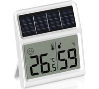 Solar Thermometre Hygrometre Interieur, Mini Thermomètre Hygromètre d'intérieur Alimenté par la lumière- Fonctionne uniquement sous éclairement lumineux, Blanc - Sachet d'un