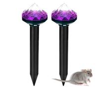 Solar Ultrasonic Animal Repeller | 2 Pack Solar Powered Stake | Outdoor Animal Device | Waterproof Garden Protection Tool | for Yard Lawn Farm Patio Backyard Camping Use