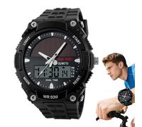 Solar Watch, Men Watch, 9.45 inches, Casual Wristwatch, Solar Powered, Rechargeable Chronograph Timepiece with Multifunctional Display for Office, Outdoor, Fitness, Gym, Party, Business, Work, Travel