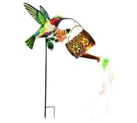 Solar Watering Can, Watering Can Light, 8.66x7.48 inches Lantern with Cascading LEDs, Waterproof Metal Ornament, Hummingbird Hook with Bronze Style, Patio Yard for Mother Day