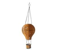 Solar Wicker Lantern - Hot Air Balloon Hanging Lamp, Waterproof Rattan Light | Decorative Outdoor Pendant For Patio Garden Porch, Boho Style Ceiling Decor For Bedroom Gazebo