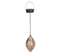 Solar Wrought Iron Hollow Projection Lamp | Olive Shape with Flower Carving | Outdoor Rainproof Water Drop Chandelier for Garden/Porch/Tree | 1.2V 300mAh Battery