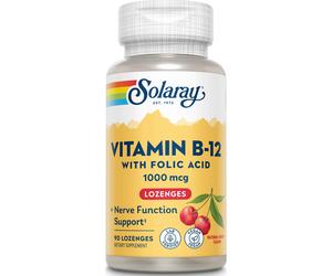 Solaray Vitamine B12 1 000 mcg + acide folique 90 comprimés