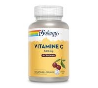 Solaray Vitamine C 500mg | 100 Pastilles à croquer arôme cerise noire | Énergie et antioxydant |1 flacon de 100 pastilles