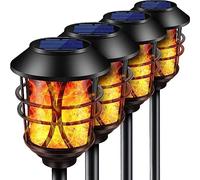 SOLARBABY feu clignotant extérieur lumière solaire, lampe de passage de torche solaire étanche, Jardin Terrasse balcon piscine LED métal paysage lumière de passage, pack de 4