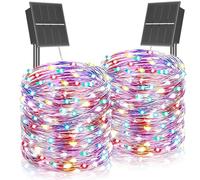 SOLARBABY Guirlande lumineuse solaire d'extérieur - 2 x 20 m - 200 LED - Résistante aux intempéries - 8 modes - IP65 - Étanche - Décoration de Noël - Pour balcon, jardin, fête - Multicolore