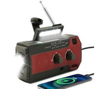 SOLARBABY La Radio d'urgence Solaire avec manivelle Dispose d'une Lampe de Poche LED, d'une Alarme SOS, d'une Radio météo AM/FM et d'une Batterie de 4000 mAh pour l'alimentation de Secours des(Rouge)