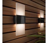 SolarCentre® Gemini XL - Lot de 2 lampes solaires murales pour extérieur (20 cm), couleur blanc et blanc chaud