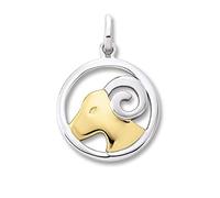 SolarCosa Pendentif signe du zodiaque Bélier en argent 925 rhodié/partiellement plaqué or jaune, Argent Or jaune