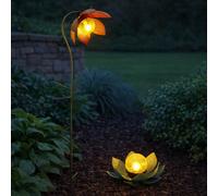 Solardeko Lampe de Jardin Extérieur Lotus Fleur LED Verre Terrasses 2er Set