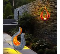 Solardeko Lampe de Jardin Extérieur Sculpture Pointe Effet Feu Flamme 2er Set