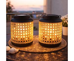 Solardeko Lanterne Éclairage D'Extérieur LED Bambou Valeur Terrassenleuchte 2er