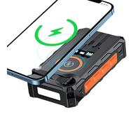 Solare Powerbank Ricarica Rapida 30W, Caricatore Portatile Wireless Con 2 Cavi Integrati, 4 Porte, 4 Uscite, 12 LED Torcia, Batteria Portatile per Campeggio e Outdoor