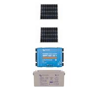 Solare Pronto Kit photovoltaïque 12 V 2 panneaux + Smartsolar MPPT 100/30 + batterie AGM/GEL pour camping-car et bateau - Compatible avec Victron (180W)