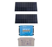 Solare Pronto Kit photovoltaïque 12 V 2 panneaux + Smartsolar MPPT 100/30 + batterie AGM/GEL pour camping-car et bateau - Compatible avec Victron (370W)