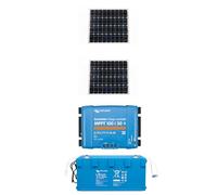 Solare Pronto Kit photovoltaïque 12 V 2 panneaux solaires avec chargeur MPPT 100/30 pour camping-car et bateau - Compatible avec Victron, batterie LiFePO7 (puissance totale 180W)