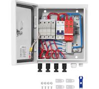 Solare PV Kombinerbox 4 String 15A IP65 - Boîtier en acier - Protection pour l'énergie solaire - Protection contre la foudre - Installation simple