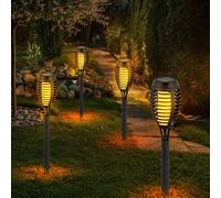 Flammes solaires Torches de jardin Lumière solaire en plein air Torches solaires pour l'extérieur Flamme Lampes solaires Torche pour l'extérieur, effet de feu, 12x LED, DxH 7,5x51 cm, 4 pièces