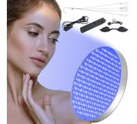 Solarium Lampe de bronzage pour la maison, 250 LED, 460 NM, portable, pour le visage et le corps, lampe de soleil ronde avec support pliable et crochets de suspension (argenté)
